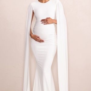 Maternity white dress with cape